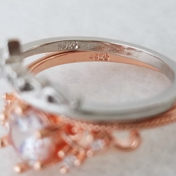 (2pcs) 18k Over Sterling Crown Design Ring Set - Picture 7 of 8